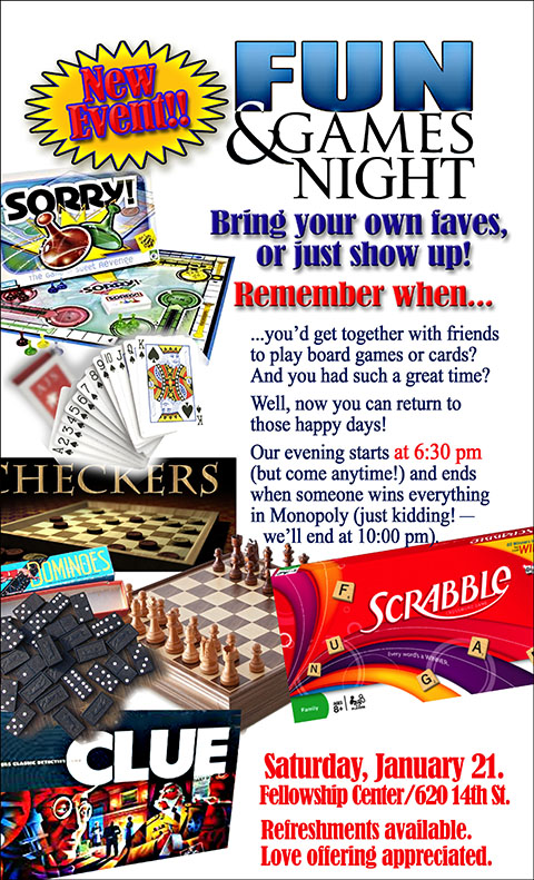 Fun and Games Night is back!  Get ready for your Favorite...